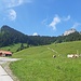 Bergidylle mit Spitzstein und Wasserwand. Kaum zu glauben dass man sich eine halbe Stunde später im extremen Steilgelände befindet ...