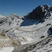 Überwältigende Aussicht zur Fuorcal da Stavelatsch, 2593m; links unter dem Piz Santer, 2881m, lag einst der Gletscher da Vallesa