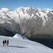 Abstieg mit wunderschönem Ausblick auf Alphubel, Täschhorn, Dom, Lenzspitze, Nadelhorn, Stecknadelhorn
