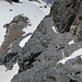3. Abseilstelle von oben auf das untere steile Schotter/Schneefeld 