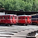 ČD-muzeum, zwei ČSD-Dieseltriebwagen M131.1 „Hurvínek“ und ČSD-Diesellokomotive T458.1 „Velký Hektor“ (Großer Hektor)
