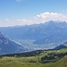Tiefblick zur Talverzweigung bei Sargans mit der weiten Alp Tamons