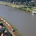 Wettfahrt, Metrans-Containerzug gegen ČD-Schnellzug am anderen Ufer
