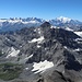 Blick über den Tour Salière zum Mont Blanc Massiv