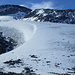 Gletscheraufschwung - Der Einschnitt im Westgrat ist gut erkennbar