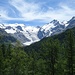Erster Blick aus dem Val Bernina auf Bellavista, Piz Bernina und Piz Morteratsch