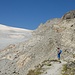 Jacky im Aufstieg auf der Seitenmoräne des Glacier d' Orny - im Hintergrund die Cna d' Orny