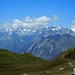 Blick von der Comba Plâne (2335 m) nach Südwesten zur Mont-Blanc-Gruppe