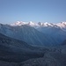Monte Rosa und weitere hohe Gipfel im Morgenlicht
