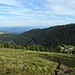 Blick auf den Abstiegsweg: Unten das Gleinalmschutzhaus, im Hintergrund links die Lipizzanerweide