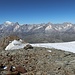 Gipfelblick zum Mont Blanc - der höchste Punkt des Vélan ist mittlerweile felsig.