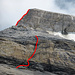 Dolomitisches Gepräge...Blick vom Brunegggletscher zurück  zum 2. Aufschwung ("gelbe Rinne") und zum 3. Aufschwung ("weisse Kante") am Brunegghorn NW-Grat