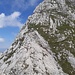 Beginn der Steilschrofen (Schlüsselstelle, I+)