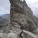 Der steile Übergang aus dem Passo dei Cacciatori zur Ceda Orientale: Nicht grade einladend für free solo!