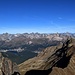 Blick über St. Moritz hinweg auf Piz Julier und die Piz d'Err Gruppe