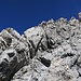 Die für uns anspruchsvollste Stelle in der Gipfeltraverse, hier von unten gesehen, also von Westen kommend absteigend, von Osten kommend aufsteigend