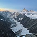 Blick auf den Strahlegg-Gletscher und das Strahlegghorn mit Strahlegg-Pass