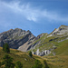 Rossfallenspitz und der Haldensteiner Calanda, die Route zwischen den beiden Gipfeln nennt man Napoleon. Als eigentlich ist das der Felskopf links von der grossen Scharte