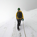 Lungo la cresta di neve che porta all'attacco della Cresta ESE alla Vincent