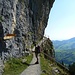 Der Weg führt nun dicht an der Felswand entlang.