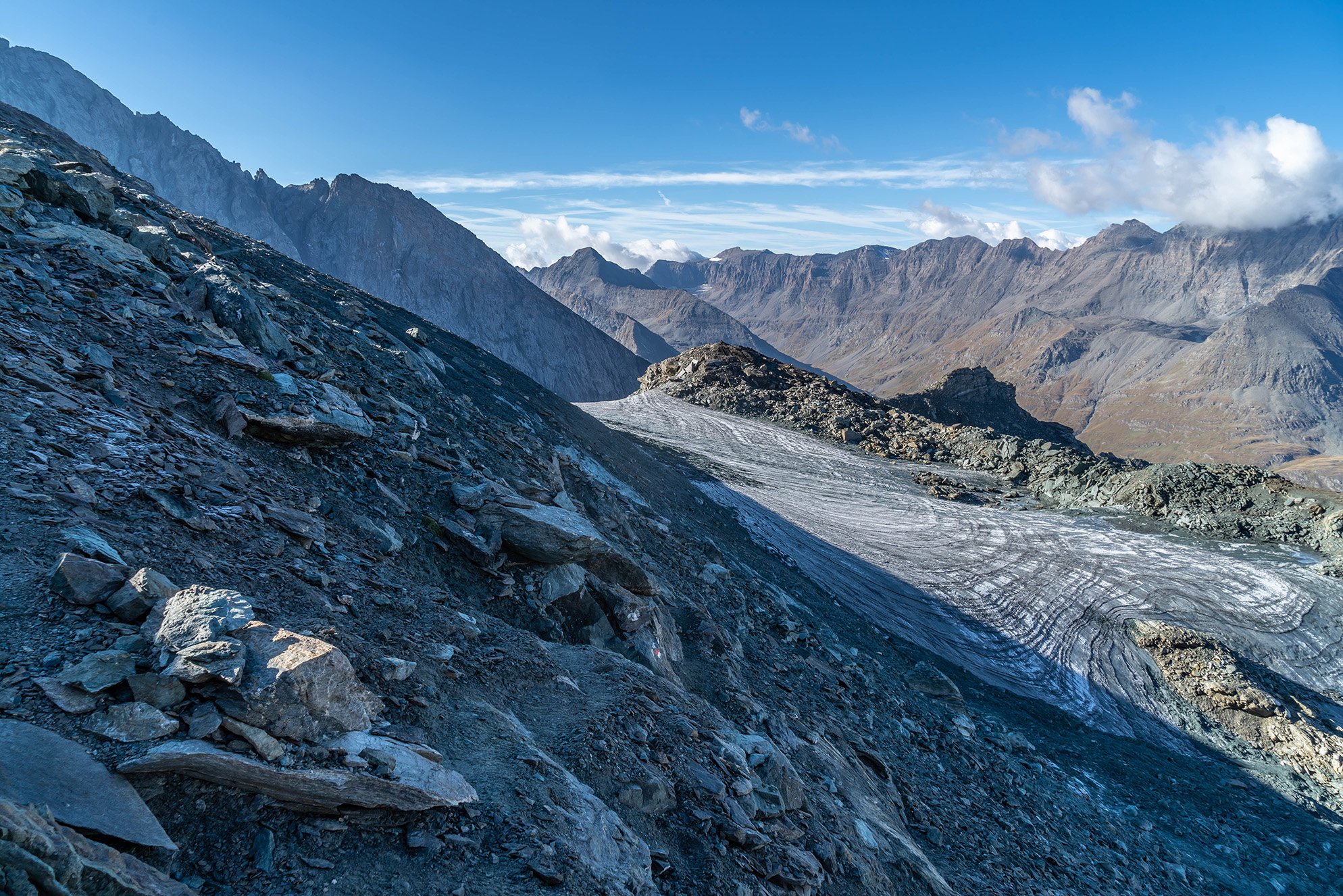 Rückblick - 20 Meter Gletscher sind auf der Wanderung... [hikr.org]