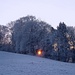 Imebärg: Die Sonne geht hinter dem Wald auf - ein schöner Moment, die Kälte scheint urplötzlich weg zu sein!