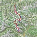 Karte mit eingezeichneter Route:
rot: so wie ich, der Autor, sie gelaufen bin und wie sie in den Tourenberichten beschrieben ist
blau: die erwähnten Varianten
Karte: OpenStreetMap via Bergfex / Leaflet