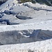 Oberer Gletscherteil mit Steigspuren im Hintergrund 