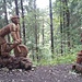 Radfahrer und Wanderer