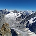 Blick über den Grand Gendarme des unteren Viereselsgrates in den Mountet-Kessel.