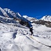 Abstieg über den Gletscher an einem fantastischen Morgen