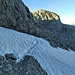 Einziges Schneefeldchen unterhalb des Großen Archenkopfes