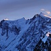 Signalkuppe, Zumsteinspitze,Dufourspitze und Nordend im letzten Sonnenlicht.