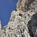 Blick auf Seillänge 5, den Schrägen Riss. Ab hier wird's steil.