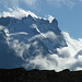 Letzter Blick von der Passstrasse zum Col du Galibier zu La Meije: von rechts Grand Pic, die vier Dents und der Doigt de Dieu