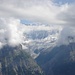 Blick durch Nebelfenster auf Grindelwaldgletscher