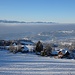 Über dem Zürichsee liegt eine dicke Nebeldecke