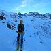 Ne pressi dell'Alpe Druet, sguardo sul nostro canalone nella speranza che la crosta lasci spazio ad un po' di neve godibile...
