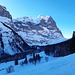 Das fantastische Wetterhorn beim morgendlichen start. Es sieht kalt aus - und tatsächlich waren es -14 Grad am Parkplatz *brrrr*