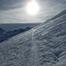 i difficoltosi zig zag lungo i pendii con neve ghiacciata