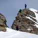 Blick zur Kletterstelle am Gipfelaufbau vom Marchhorn.