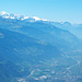 Unser Ferienort Nendaz-Station im Zoom. Der Mont Blanc ist über 80 Km entfernt!
