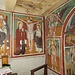Altri affreschi dell'oratorio. Sul manto della Madonna si nota un'iscrizione ricordante un matrimonio probabilmente qui celebrato il 20 gennaio 1544.