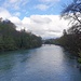 Start in Genf Junction auf der Pont de Saint-Georges mit Sicht auf den Fluss l'Arve (der Fluss entsprint den Galcier d'Argentière in der Nähe von Chamonix-Mont-Blanc)