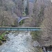 Steg über die Töss bei Steg im Tösstal, hinten die Eisenbahnbrücke