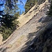 während des (unmarkierten) Aufstiegs auf bescheidener Spur ergibt sich ein Einblick in die rutschgefährdeten Hänge des südwestlichen Steilhanges des Golderezahnes