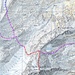 Kartenausschnitt mit eingezeichneter Route:<br />blau: T3<br />violett: T4<br />rot: T5
