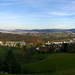 Panorama from the point where I left the path: Mittel-, Oberleimbach and Sood with the Alps on the horizon