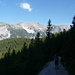 Kurz unterhalb der Pleisenhütte, über den Kamm im Hintergrund verläuft der Mittenwalder Höhenweg