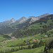 Die Bergkette nördlich von Jaun: Maischüpfenspitz, Schopfenspitz, Combiflue, Chörblispitz